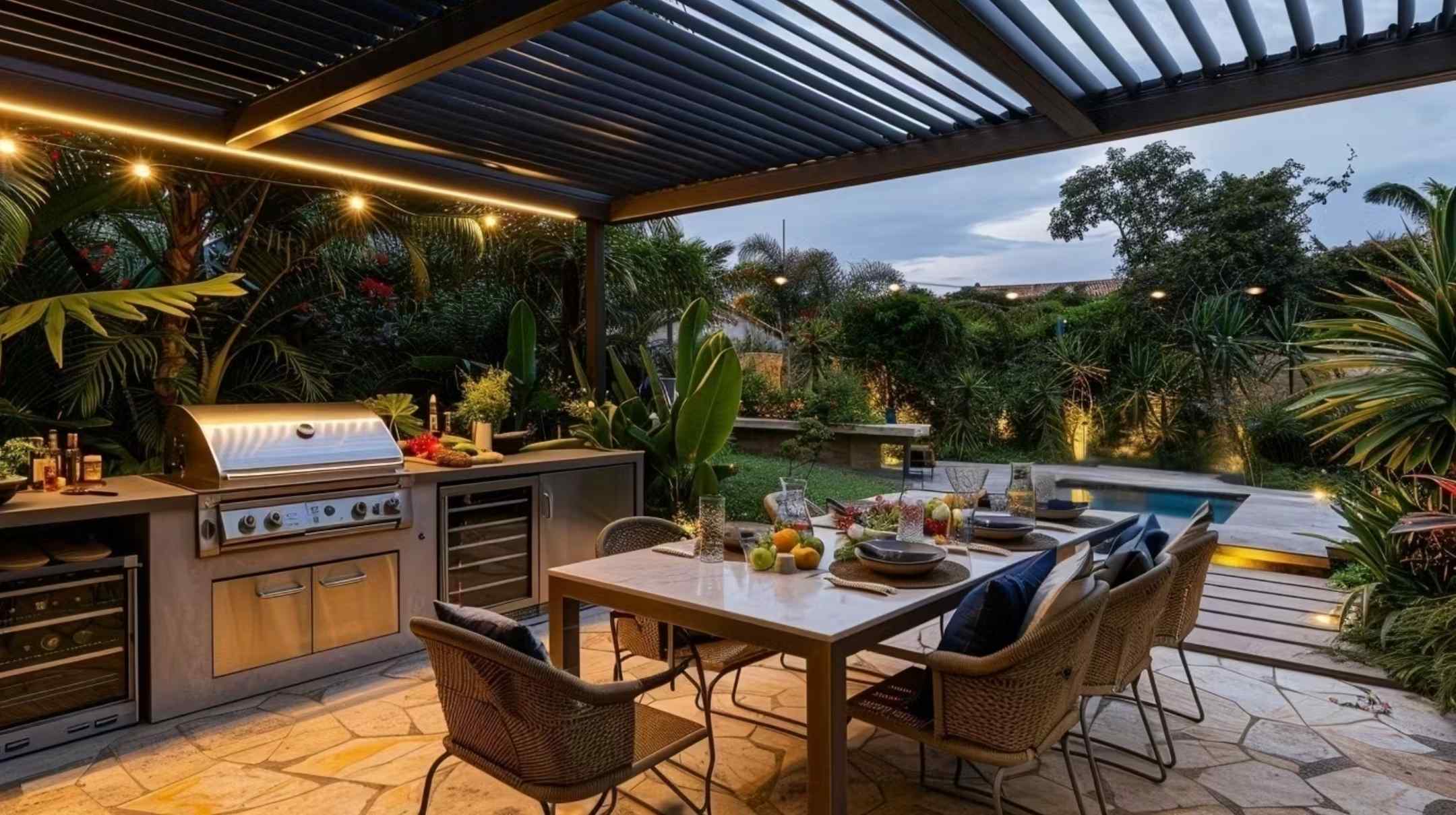 cuisine extérieure sous pergola