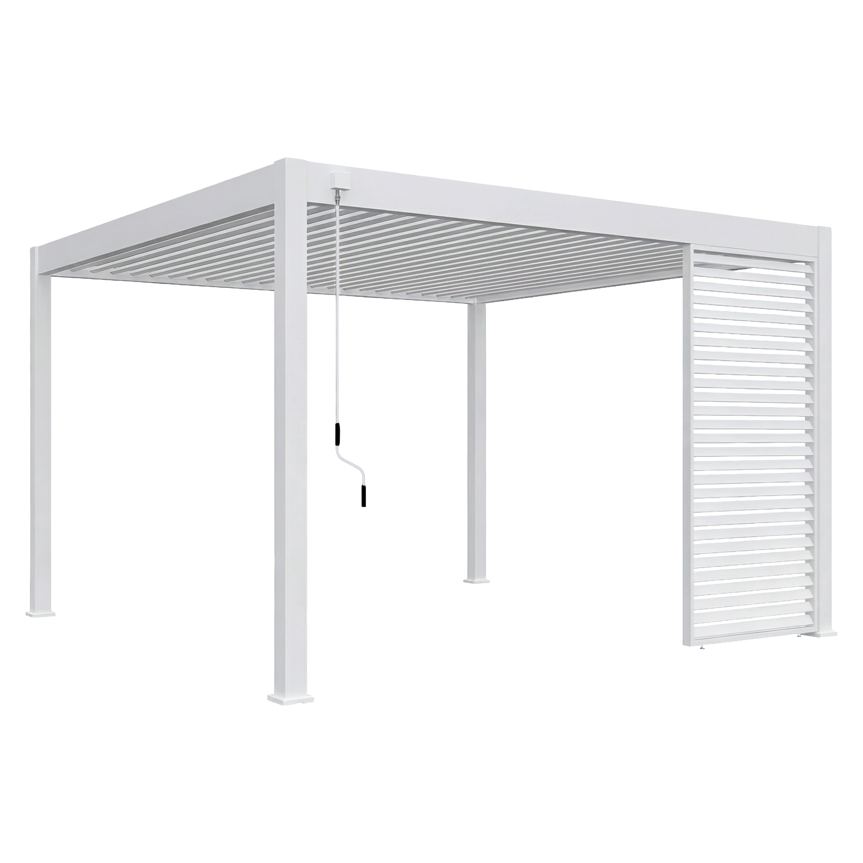 Pergola bioclimatique blanche avec lames orientables et structure aluminium