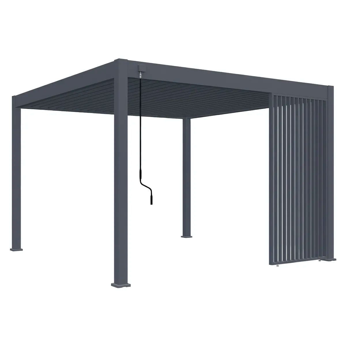 Vertikales Lamellenpaneel aus grauem Aluminium für bioklimatische Pergola