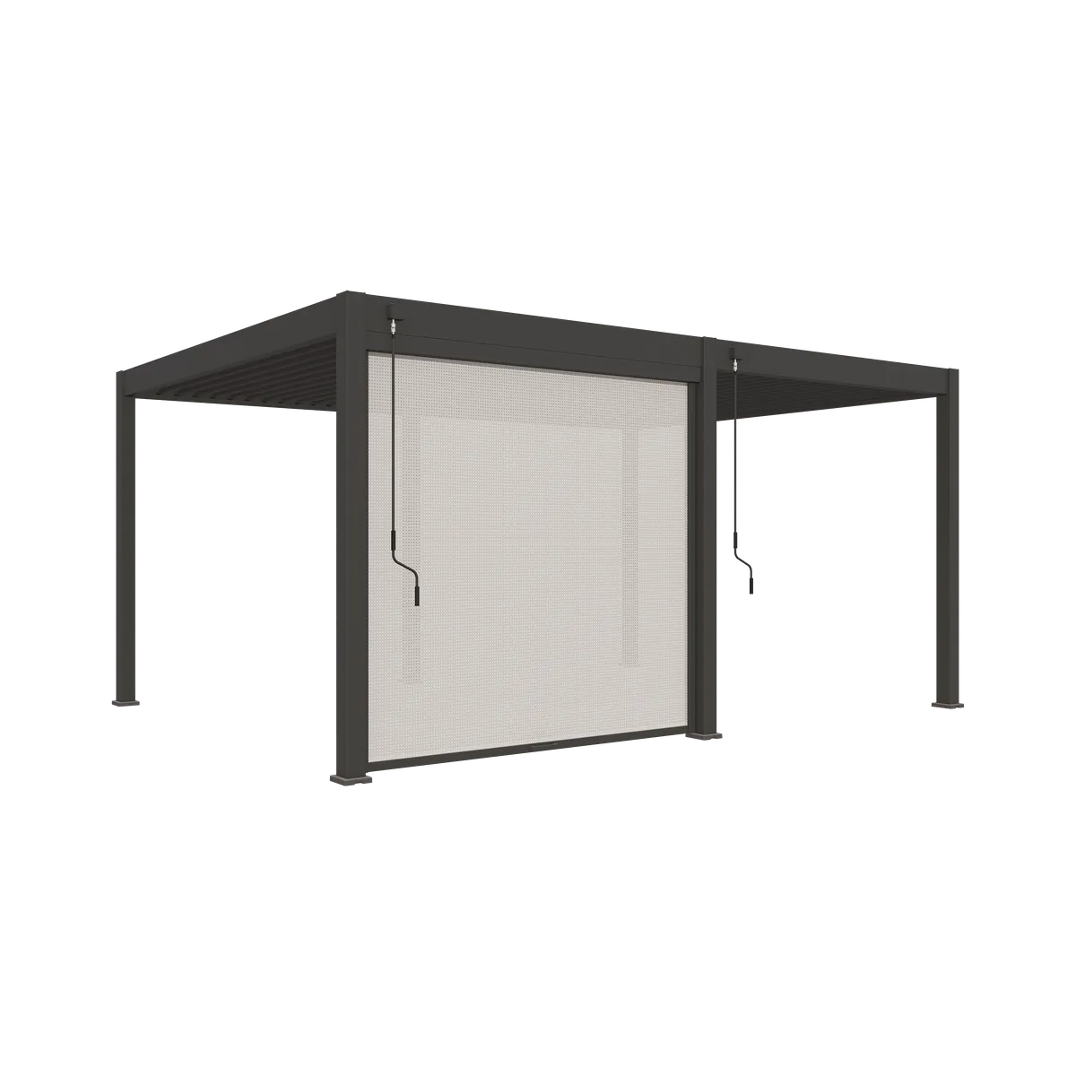 Bioklimatische pergola aluminium grijs 2,65 m vrijstaande weergave op witte achtergrond