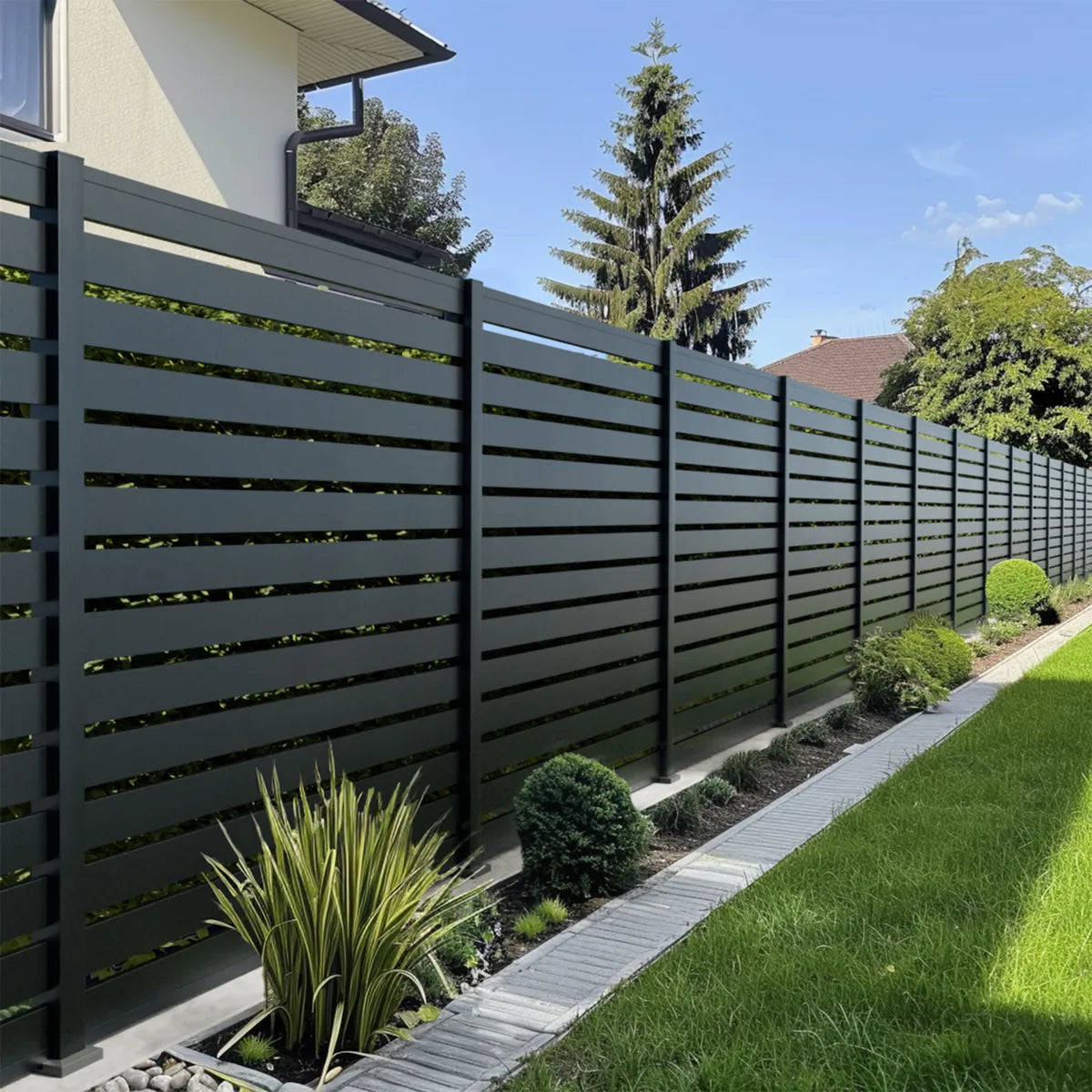 Recinzione in alluminio traforata Olinda grigio effetto graticcio altezza 180 cm