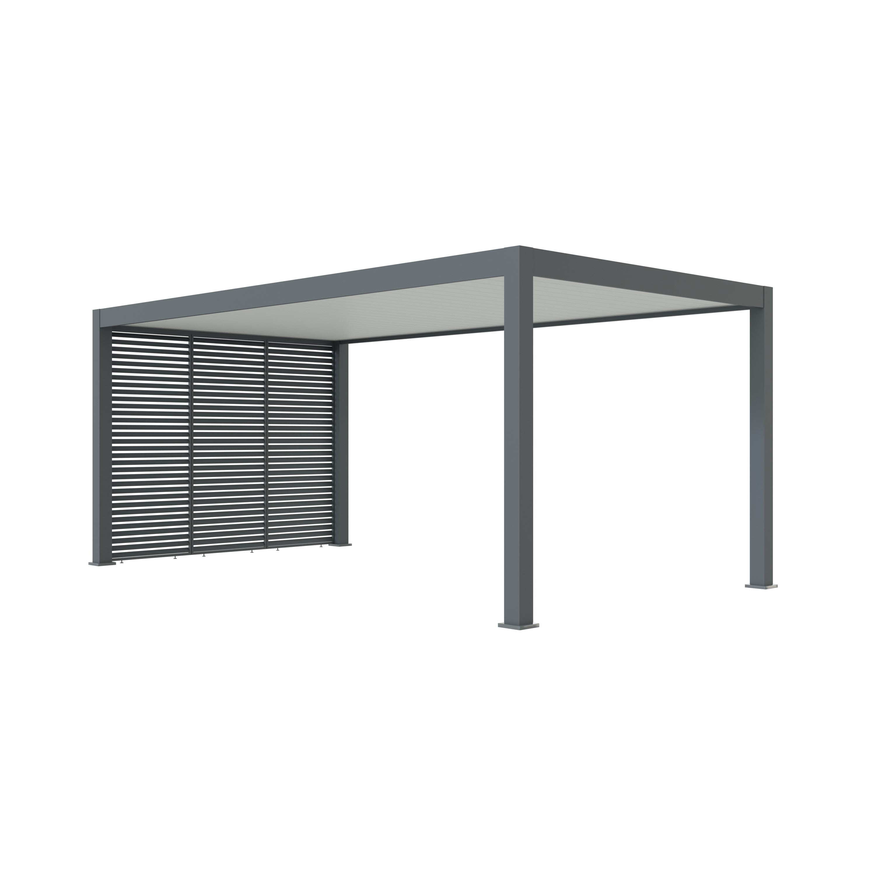 Ambiance carport aluminium avec panneau vénitien horizontal en brise-vue