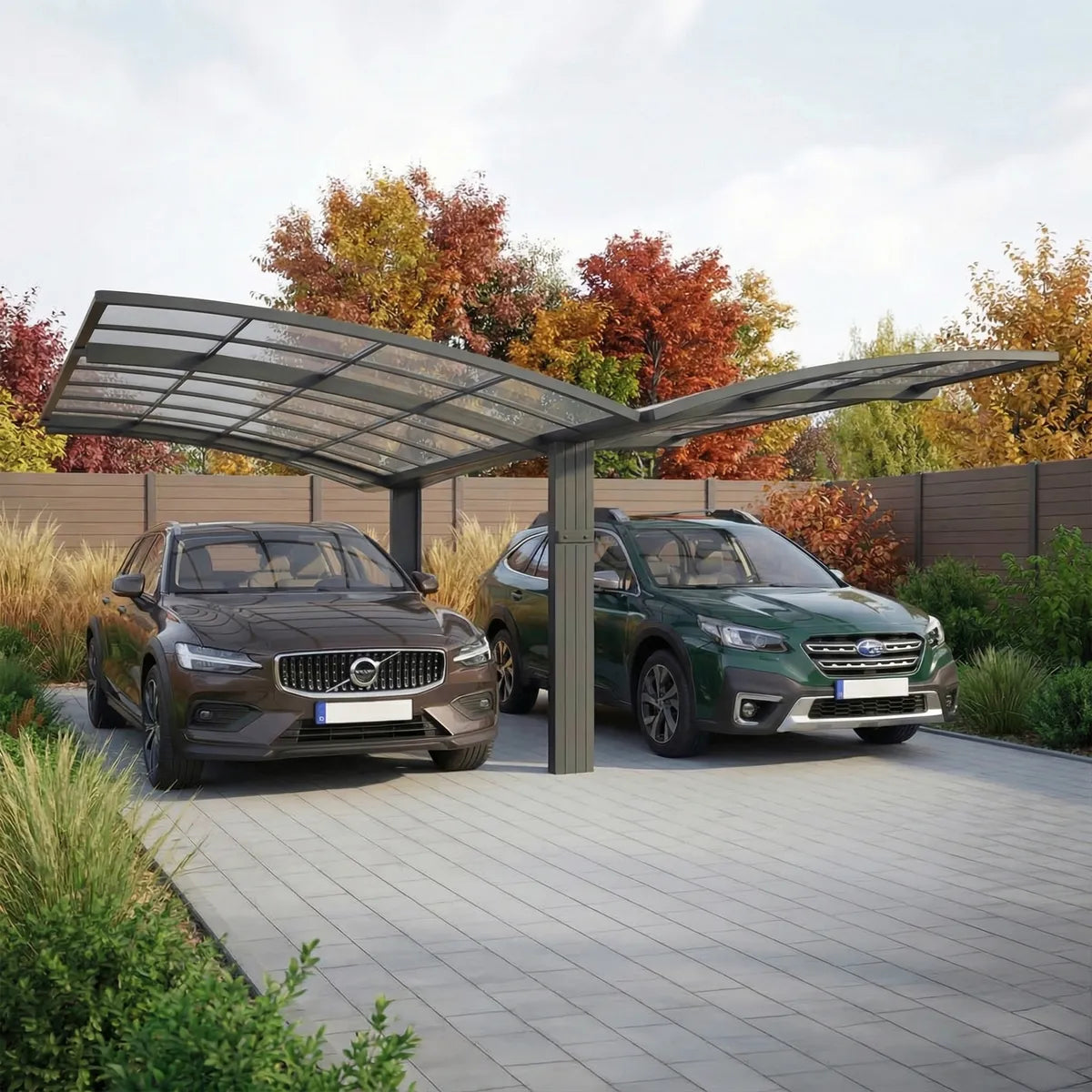 Aluminium-Carport Bolton für 2 Autos, zeitgenössisches Design, windbeständig