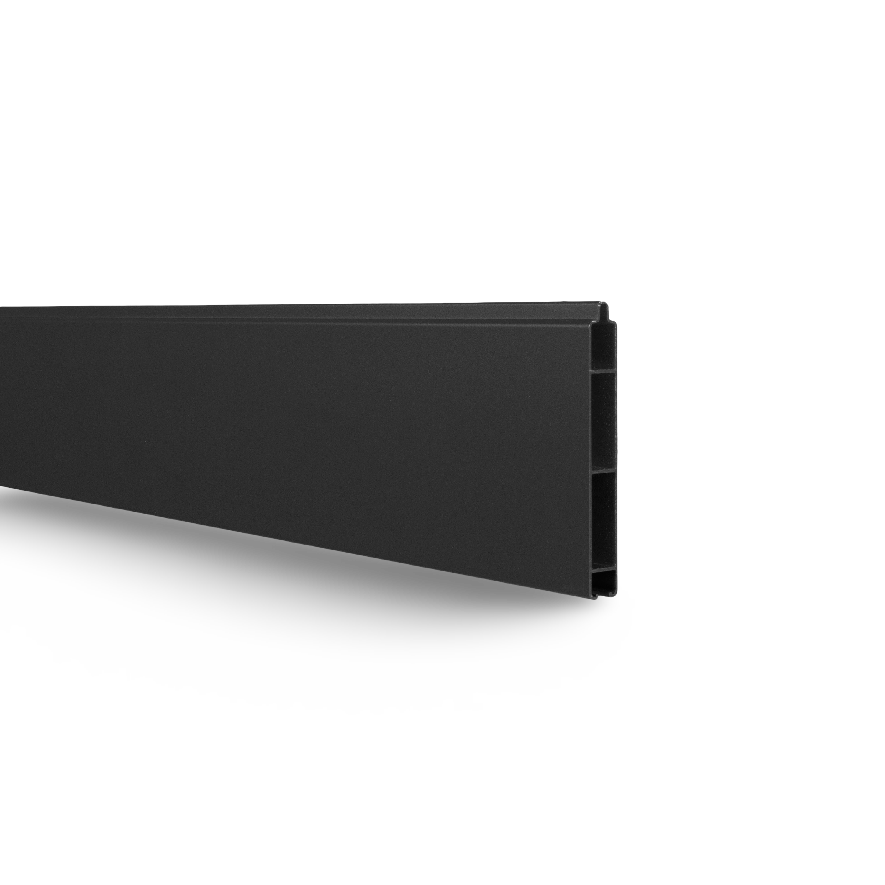Lame de clôture aluminium RAL 9005, détail du système modulaire
