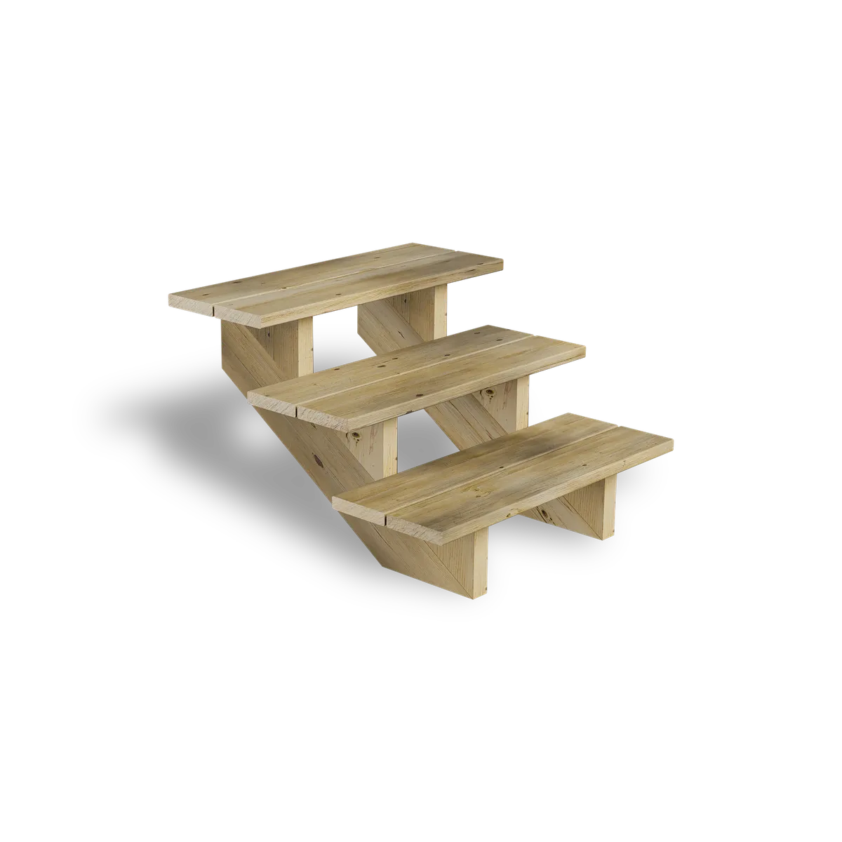 Houten trap 3 treden 80 cm voor moderne buitenaanleg