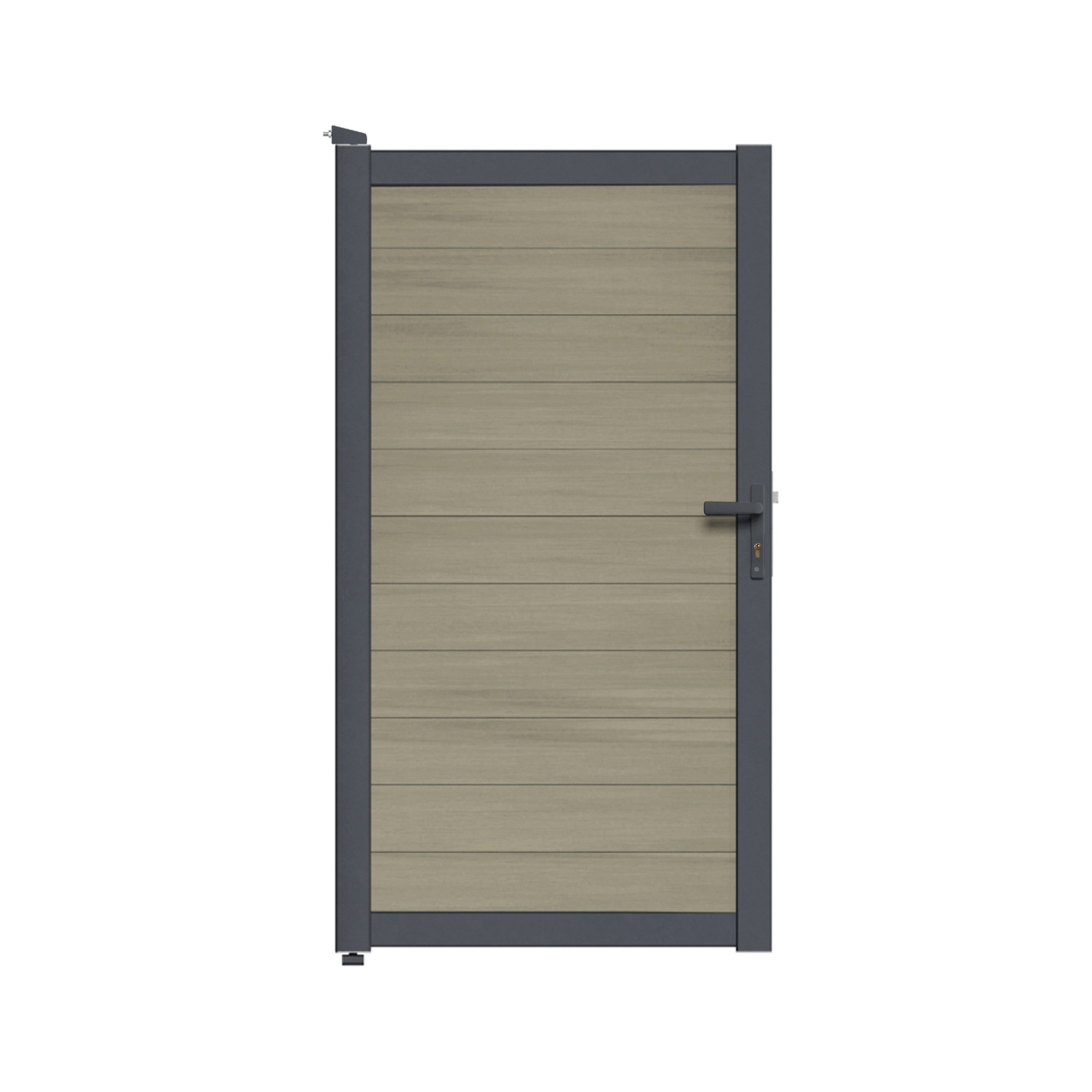 Clôture composite Cruz gris 980 avec cadre argent et teintes variées