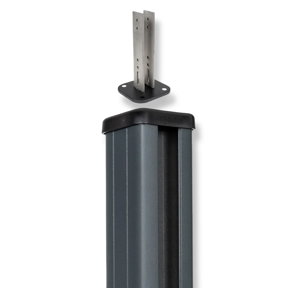 Poste de aluminio RAL 7016 para atornillar, 124 cm, para fijación exterior