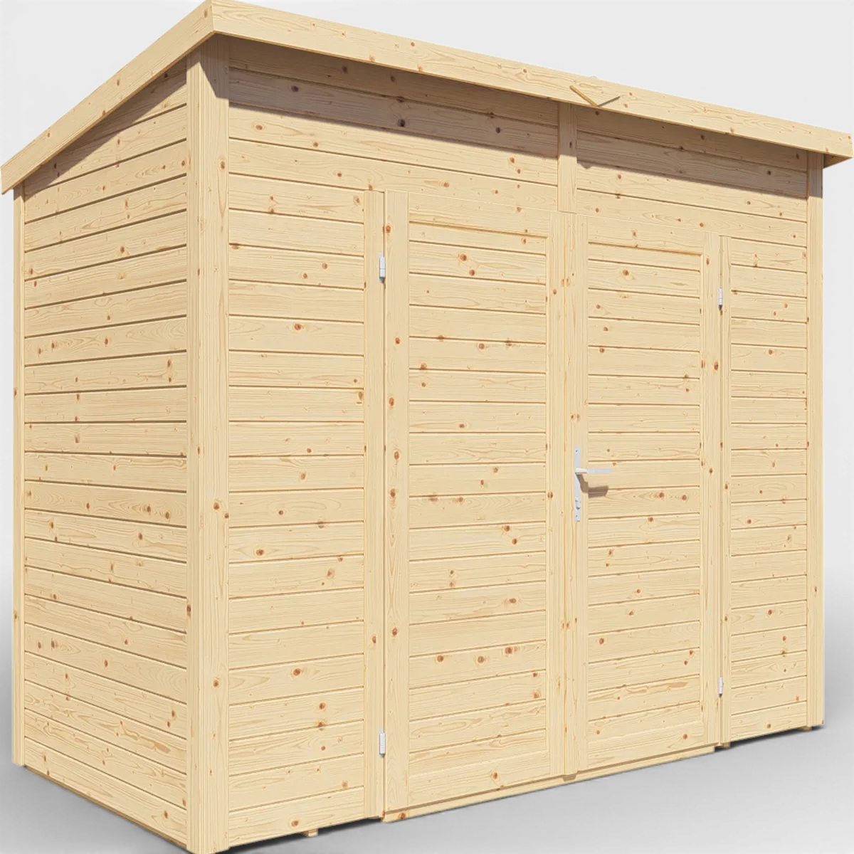 Abri de jardin bois Midway 2, toit monopente, vue de trois quarts