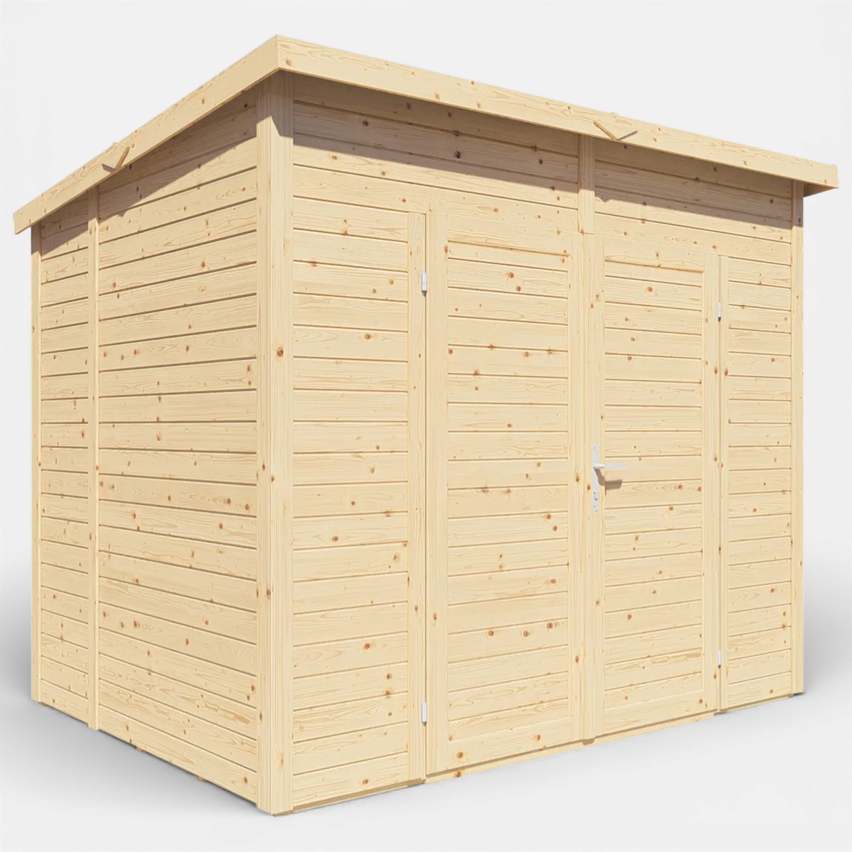Abri de jardin bois Midway 4, toit monopente, vue de trois quarts