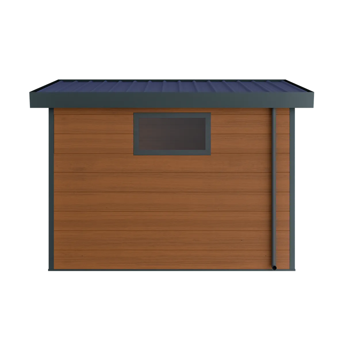 Abri composite adossé Mira 5 m² brun, vue arrière avec fenêtre