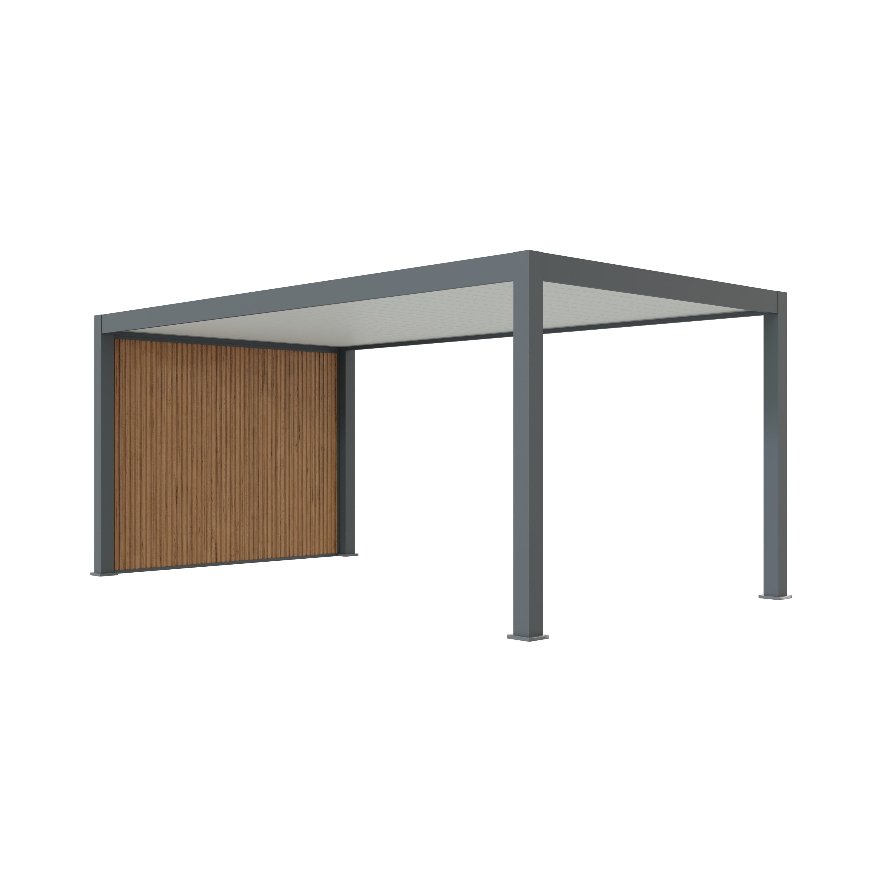Carport en aluminium laqué Preston avec panneau en bois latéral