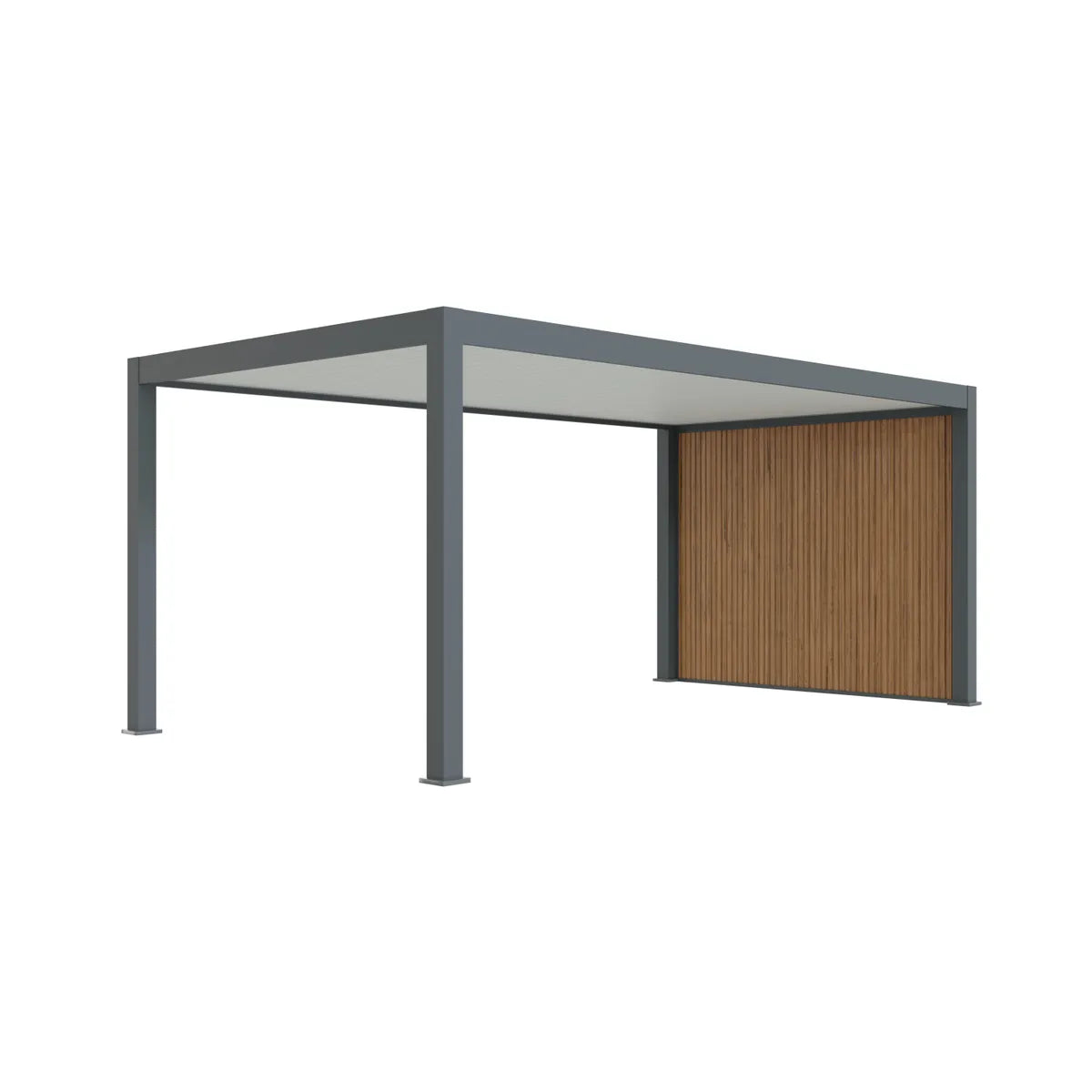 Carport de aluminio lacado Preston con panel lateral de madera
