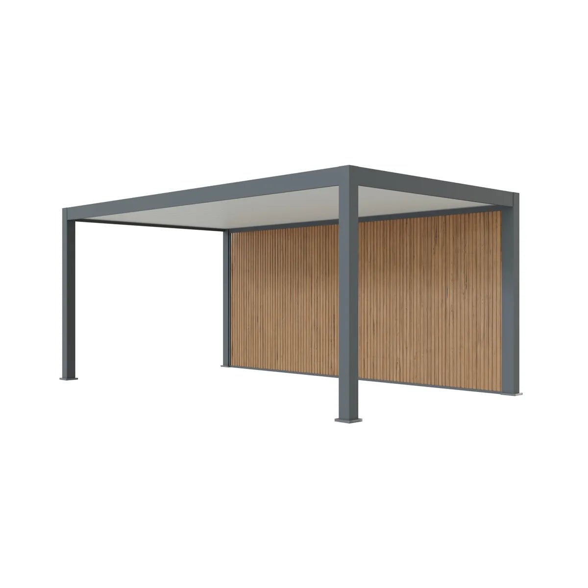 Aluminium-Carport mit seitlichem Holzpaneel, Modell Preston