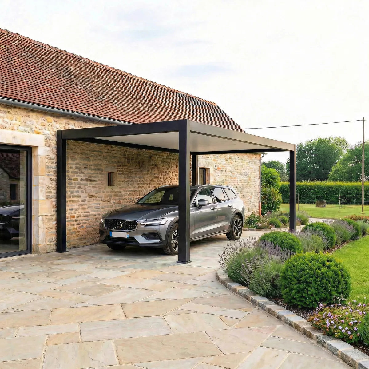 Carport aluminium thermolaqué Preston 20 m² structure moderne jardin