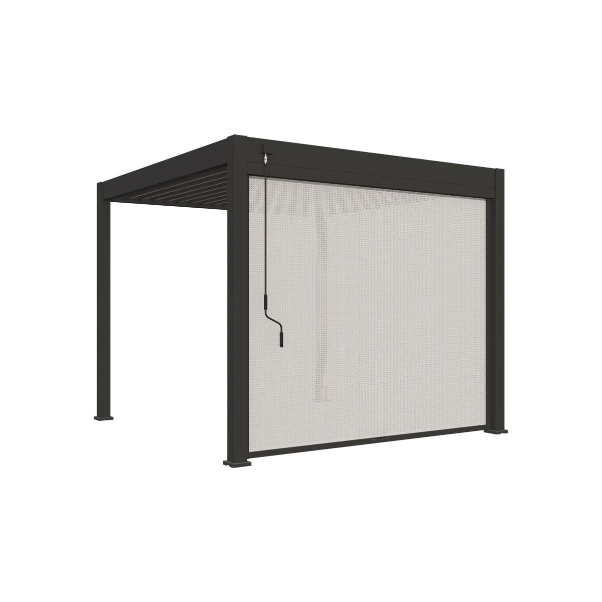 Bioklimatische Pergola aus Aluminium 3 m grau mit integriertem Stoffvorhang