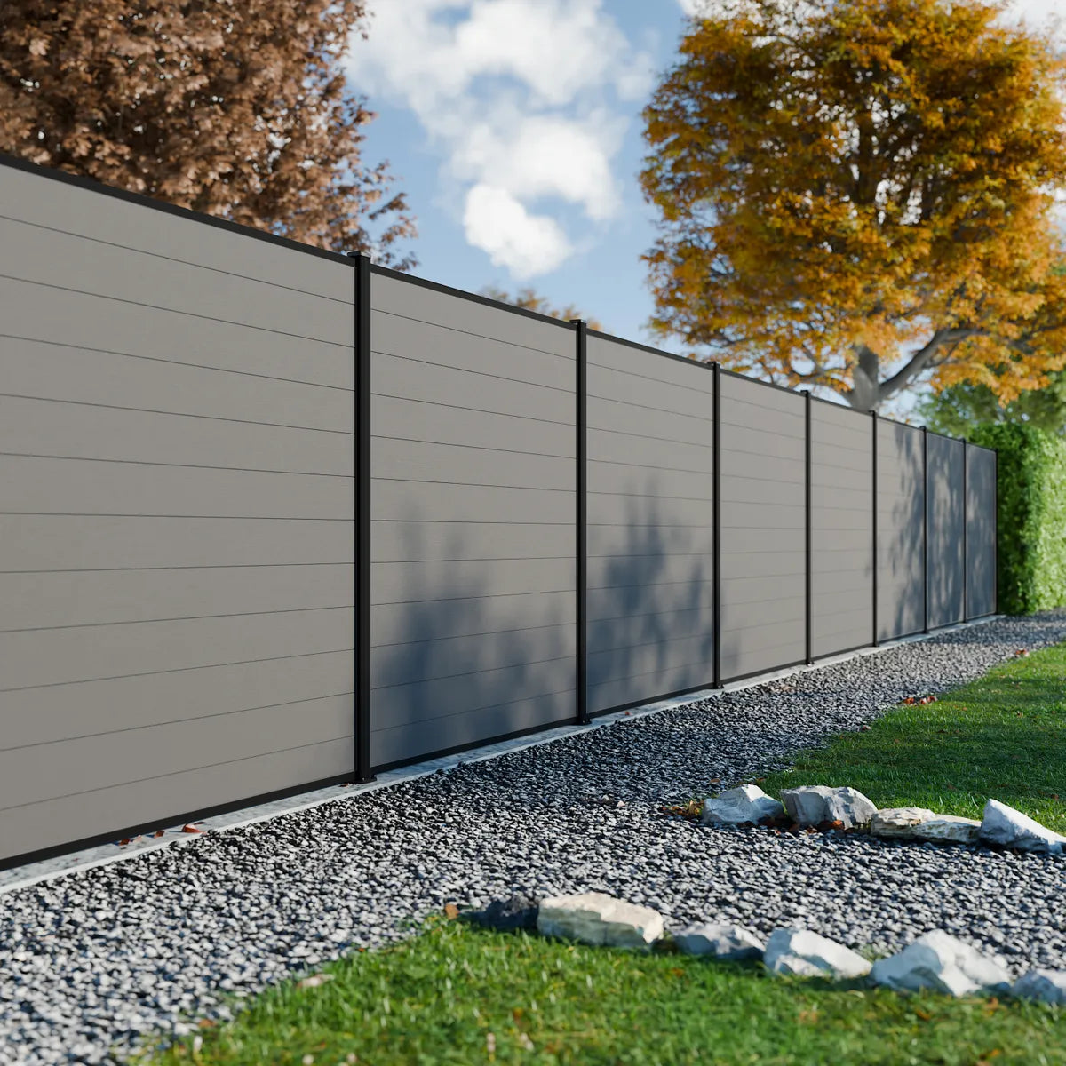Clôture composite Rio couleur bois naturel, hauteur 180 cm, jardin moderne