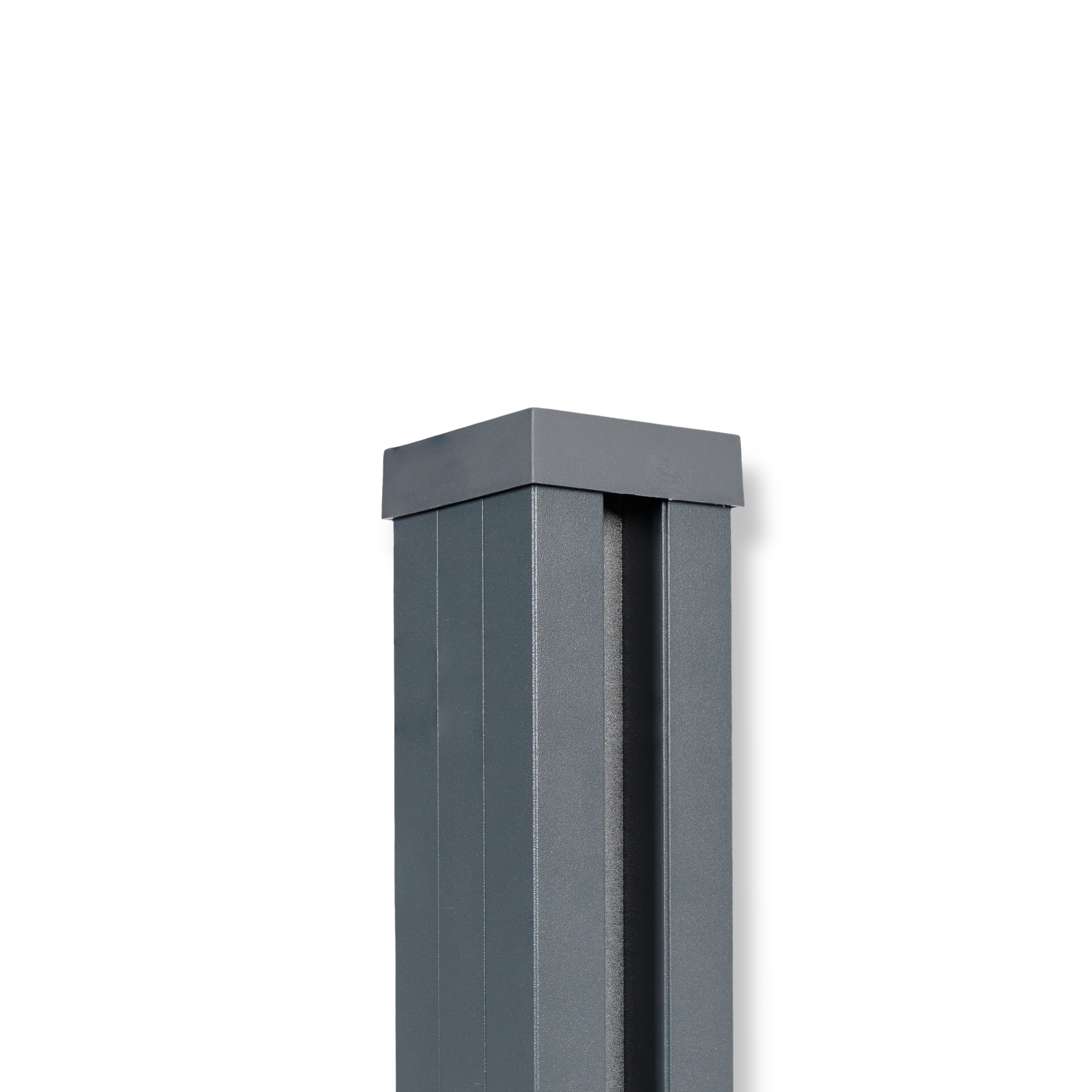 Poteau à sceller 124 cm RAL 7016 en aluminium, vue détachée
